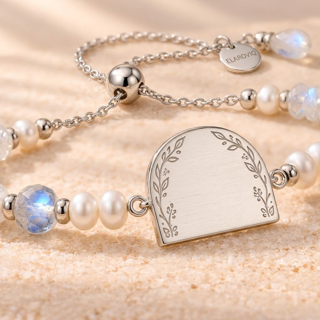 Moonlit Bloom — Personalized Beaded Bracelet