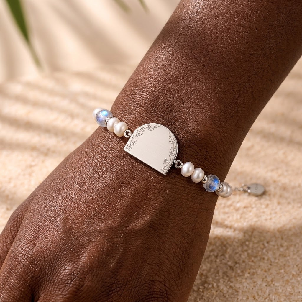 Moonlit Bloom — Personalized Beaded Bracelet
