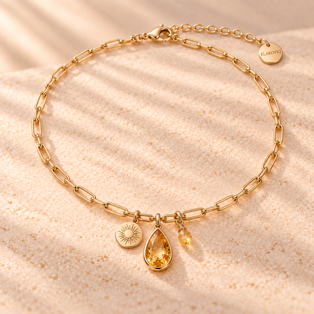 Sunlit Muse — Personalized Citrine Charm Necklace