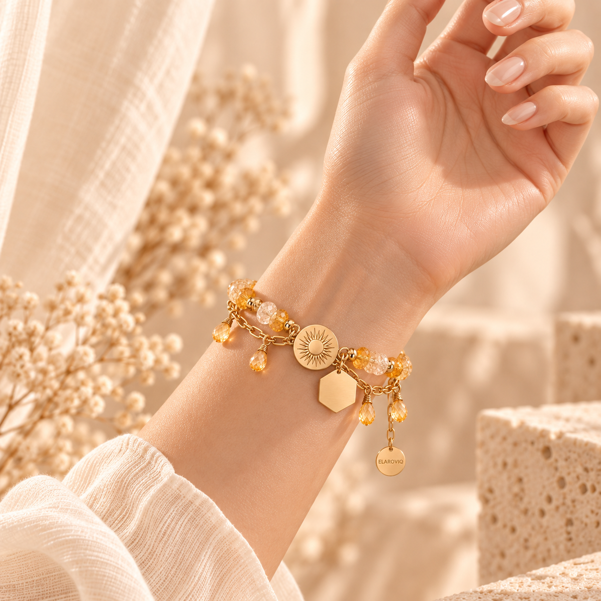 Golden Aura — Personalized Citrine Sun Bracelet