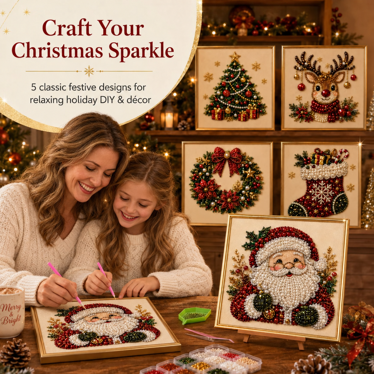 🏆100K+ Sold💥Bestselling 3D Christmas Pearl Craft Kit — Relaxing DIY Holiday Art