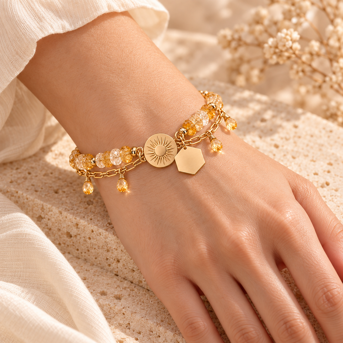 Golden Aura — Personalized Citrine Sun Bracelet