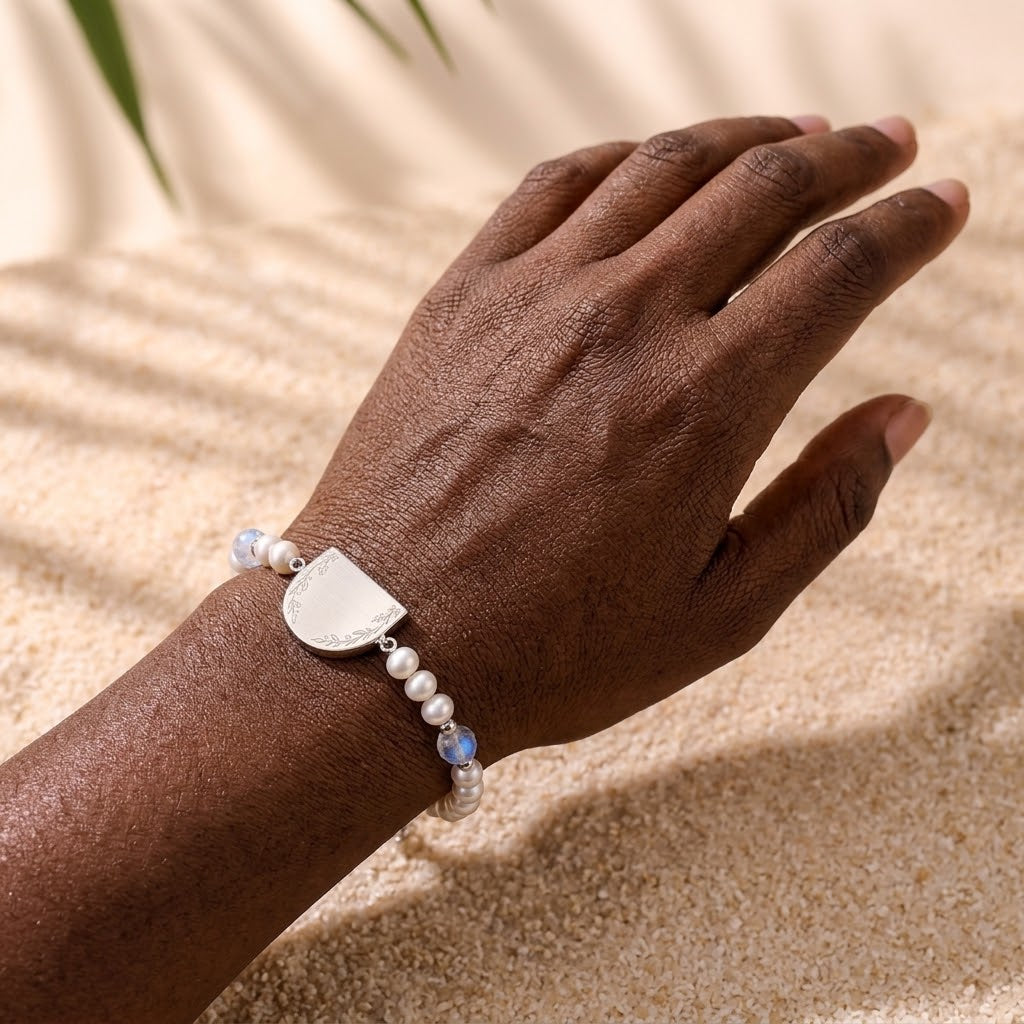 Moonlit Bloom — Personalized Beaded Bracelet