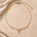 Rosy Blossom — Personalized Rose Quartz Floral Necklace
